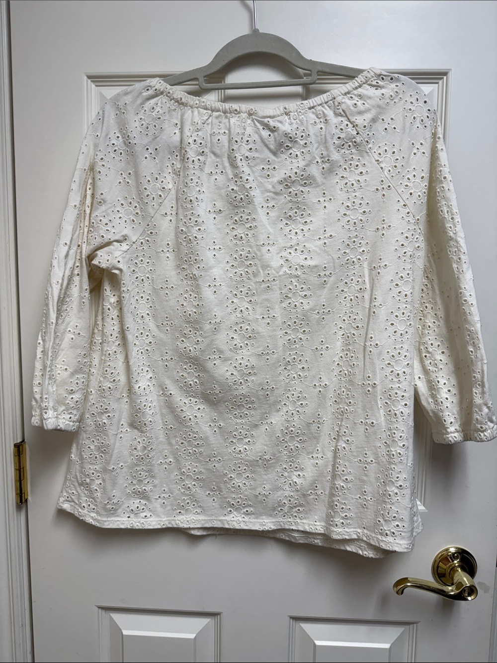 J. Jill Cream Eyelet Blouse with Tassel - Picture 6 of 7
